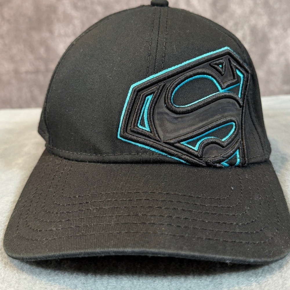 Superman DC Comics Black Teal 3D Logo Baseball‎ Hat One Size Fits Most RN115665